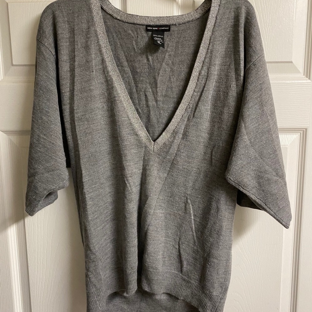 NY&Co Gray V-Neck Sweater